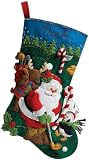 510EEdplPML. SL160  Bucilla Golfing Santa Stocking Felt Applique Kit 18 Long 86145, 1 Item/Order