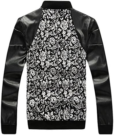 Yinao Men's Long Sleeve Faux Lether Topcoat Trench Jacket 6 XXX-Large