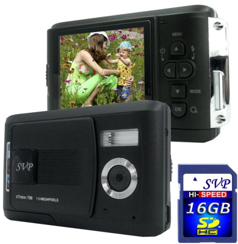 SVP Xthinn-706 Ultra Compact Digital Still Camera with Video Mode (16GB SDHC Card Included)