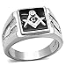 Marimor Jewelry Men's Stainless Steel 316 Crystal Masonic Lodge Freemason Ring Band Size 8-13