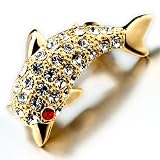 Swarovski Crystal Golden Jumping Dolphin Brooches