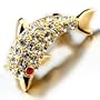 Swarovski Crystal Golden Jumping Dolphin Brooches
