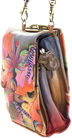 Anuschka 412 Genuine Leather Hand Painted Mini Sling Organizer Cross Body Bag (Fall Fiesta)