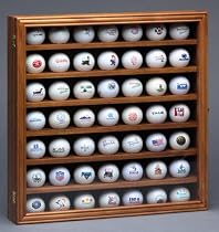 Wood Golf Ball Collector Display Case 48 Balls Walnut Finish
