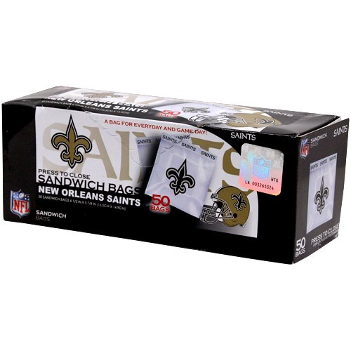 Spectrum 5815-20008 NFL Plastic New Orleans Saints Sandwich Press to Close Bag (Pack of 50)