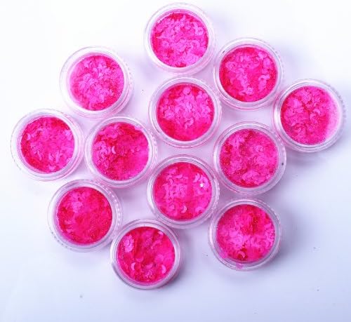 QF-Powder Specail Hot Pink Brilliant Moon design charming glitter dust slices 12colors Nail art decoration tips