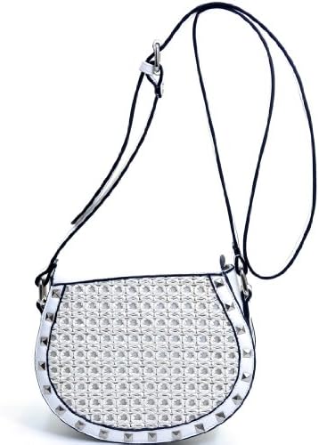 Pyramid Studded Messenger Bag - White