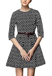 Checkered Print Plaid Print Polyester Elbow Length Sleeves  Dress