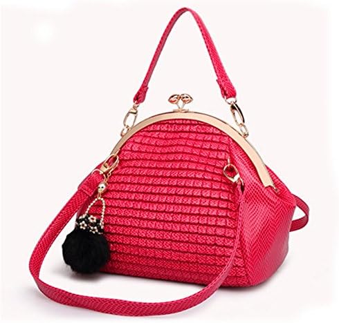 LIN ANNA Shoulder Messenger Bag Handbag Shell Bag Clip(Red)