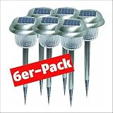 Solar-Gartenleuchten McShine “SPL-6P”, 6er Pack mit Erdspieß, Material: Edel-Sta