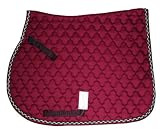 All Purpose Floral Quilted Cotton English Saddle Pad Burgundy