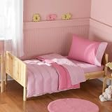 Toddler Bedding- 4 Piece Toddler Bed Set Lt. Pink / Dark Pink