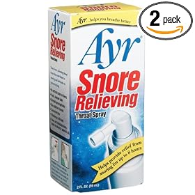 Click here to buy Ayr Snore Relieving Throat Spray, 2.0-Ounce Spray Bottles (Pack of 2) by Ayr.