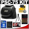 Canon PowerShot PSC-75 Soft Leather Carrying Case + (4) Batteries & Charger + 8GB Card + Tripod + Accessory Kit for S5 IS, SX20 IS, SX100 IS, SX110 IS & SX120 IS Digital Cameras