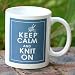 KEEP CALM AND KNIT ON BLUE MUG CUP