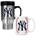 New York Yankees MLB Stainless Steel Travel Mug & Gameball Ceramic Mug Set - Primary Logo by Great American Products