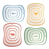 SiliconeZone Non-Skid Flexible Set Of 4 Picto-Boards, Blue Fish, Yellow Chick, Red Cow, Green Carrot