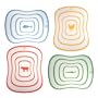 SiliconeZone Non-Skid Flexible Set Of 4 Picto-Boards, Blue Fish, Yellow Chick, Red Cow, Green Carrot