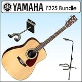 Yamaha F325 Spruce Top Acoustic Guitar Bundle With On Stage XCG4 Classic Guitar Fret Rest Single Guitar Stand & On Stage GS7650SB Straight Steel Guitar Hanger