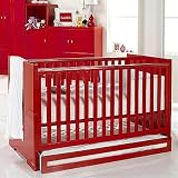 Izziwotnot Skyline 3 Piece Cot Bed Furniture Room Set, High Gloss Red