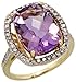 14 Karat Gold Grosser Steinen Ring, mit 0.27 Karat Brilliantschliff Diamanten & 6.95 Karat 14x10mm Kissenschliff Amethyst Stein, (18mm) breit