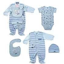 Hudson Baby 4-Piece Little Doggie Layette Set - Blue, 6-9 Months