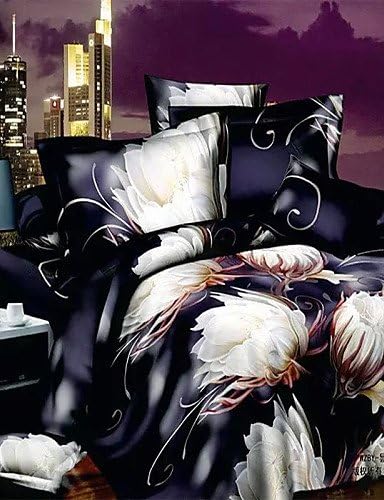 HECHAI_ 3D Pattern Design Printed Bedding Sets 4pcs Comforter Sets Queen Size Duvet Cover Bed Sheet