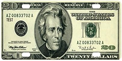 20 Dollar Bill Money Pattern Strong And Durable Aluminum Car Metal License Plate Frame for Women/Men Four Holes Tag 12" X 6"