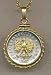 Polish 5 Groszy Eagle with Crown Two Tone Rope Edge Coin Pendant with 18 Chain