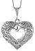 Sterling Silver 1 3/8 (35mm) Tall Large Filigree Cut-out Heart Pendant