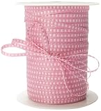 May Arts 1/8-Inch Wide Ribbon, Pink with White Stitched Center