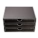 HOMETEK Multi-functional 3 Drawer Leather Desk Organizer File Cabinet Office Supplies Desktop Storage Jewelry Organizer Box with Drawer (Brown)