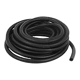uxcell コルゲートチューブ ケーブルパイプ　ジャバラホース　ブラック　PVC　7.9M