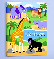 Olive Kids - Wild Animals Personalized Canvas Art