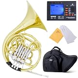 Mendini MFH-30 Intermediate Key of F/Bb Double French Horn with Solid Rotors String Lever Action