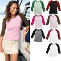 Upscale 100% Cotton 3/4 Sleeve Raglan Tee Shirt - Pink/Chocolate