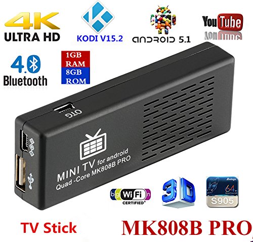 RBSCH MK808B PRO Smart TV BOX android 5.1 Amlogic S905 64bits Quad Core 1G/8G WIFI H.265 Hardware support wifi Bluetooth DLNA KODI XBMC Mini TV Dongle
