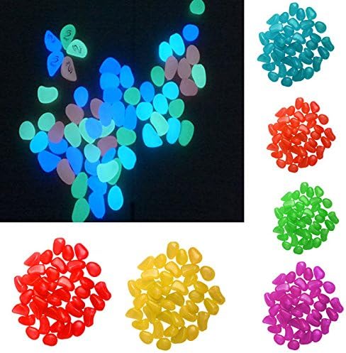 Sale 100pcs Glow In The Dark Stones Colorful Pebbles Rock For Fish Tank Aquarium Have Color:Purple,Yellow,Green,Red,Orange,Blue no.6