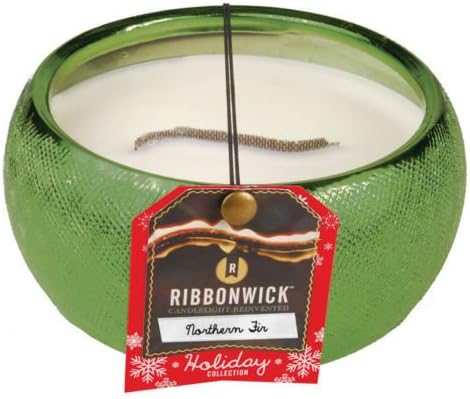 Virginia RibbonWick Crackling Candle Medium Round Metallic Northern Fir