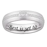 Stainless Steel Ladies Engraved Claddagh Wedding Band