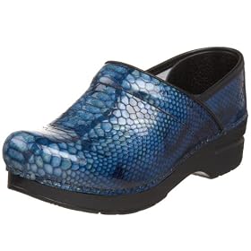 Blue Python Dansko Patent Leather Clogs