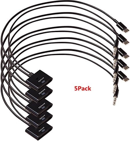 Mphone(TM) HIGH QUALITY Lightning 8 pin to 30 pin Cable Adapter with Audio Cable Cord for iPhone 6/ 6 Plus / 5 / 5S / 5C, iPad Air, iPad mini , iPad 3 4, iPod Nano (7th gen), and iPod Touch (5th gen)-5pack (Black)