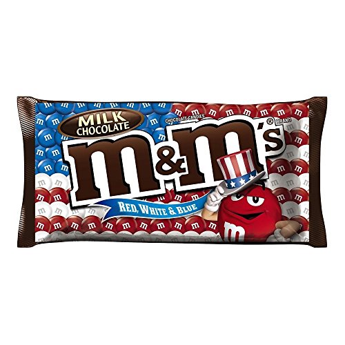 M&M'S Milk Chocolate Patriotic Red White and Blue Candy, 11.4 oz., Pack of 6