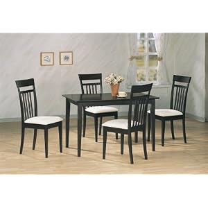 5pc Contemporary Cappuccino Finish Wood Dining Table and 4 Chairs Set by