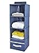iwill CREATE PRO 4-Shelf Hanging Closet Organizer with Drawer, Thick Wooden Boards Inside, Suit for Clothes, Sweaters, Shoes Storage, Navy Blue Dot