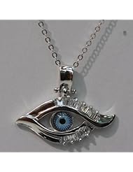 Silver Evil Eye & Cz Pendant and 18" Silver Chain