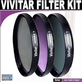 Vivitar Series 1 Multi-Coated 3 Piece Filter Kit (UV, CPL, FLD) Includes Nylon Filter Wallet For The Canon Optura 200MC, 100MC, 10 Mini Dv Camcorders