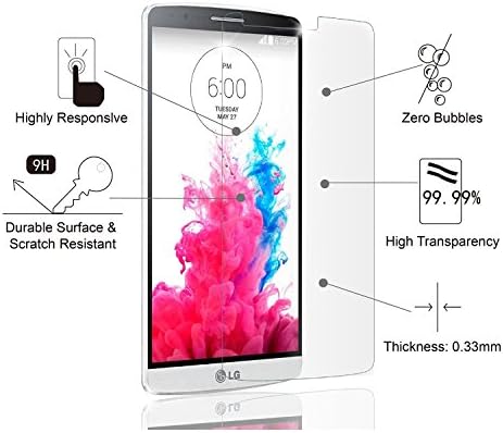 Smart LG G3 Tempered Glass Screen Protector with Magic key Function Easy Installation Applicator HD Anti-Scratch Anti-Fingerprint use with app