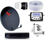 Kittriaxfta - Kit Satellite Fta-Demodulateur +Parabole Triax 78cm +Support L +Lnb Monoblock Single+Cable+Digital Satfinder