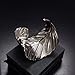 Merdia Fashionable Alloy Metal Arched Leaf Shaped Wide Arm Cuff Bangle Bracelet(Grey)